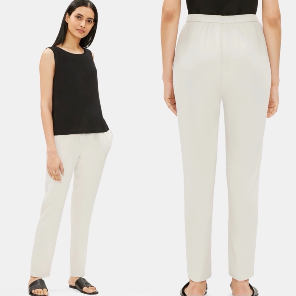 Eileen Fisher System Silk Georgette Crepe Slouchy Ankle Length Pants Size 2X - Picture 1 of 8